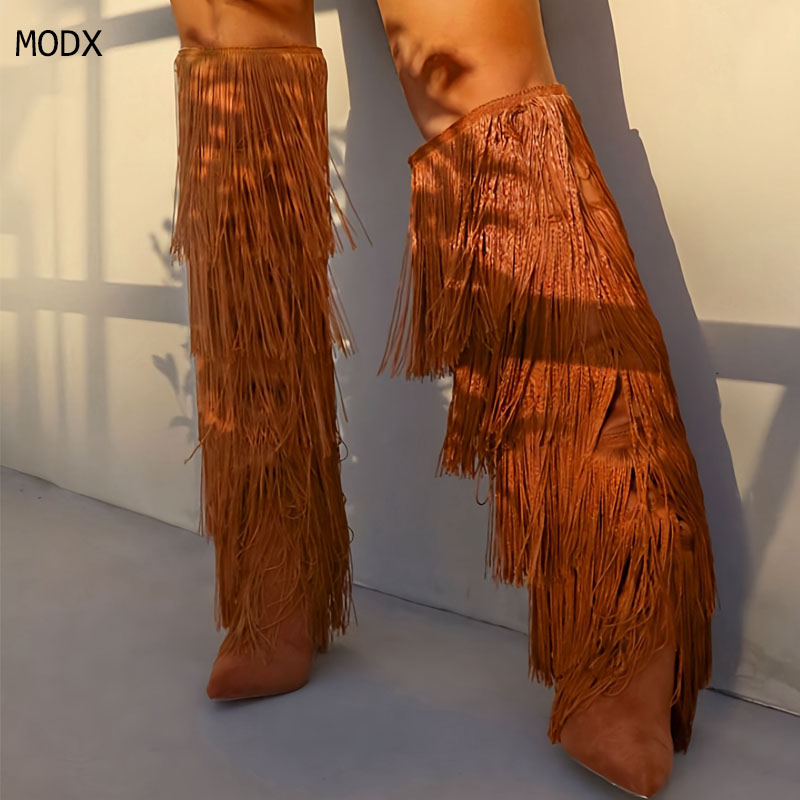 Street Fashion Lady - Fashion Ladies Over Knee Tassel Boots