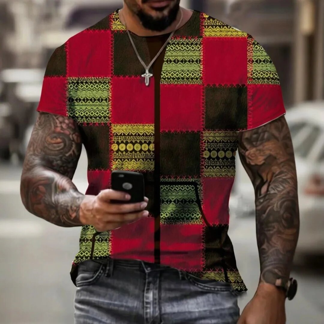 Street Fashion Plus Size - Summer fashion men's printed T-shirt sports