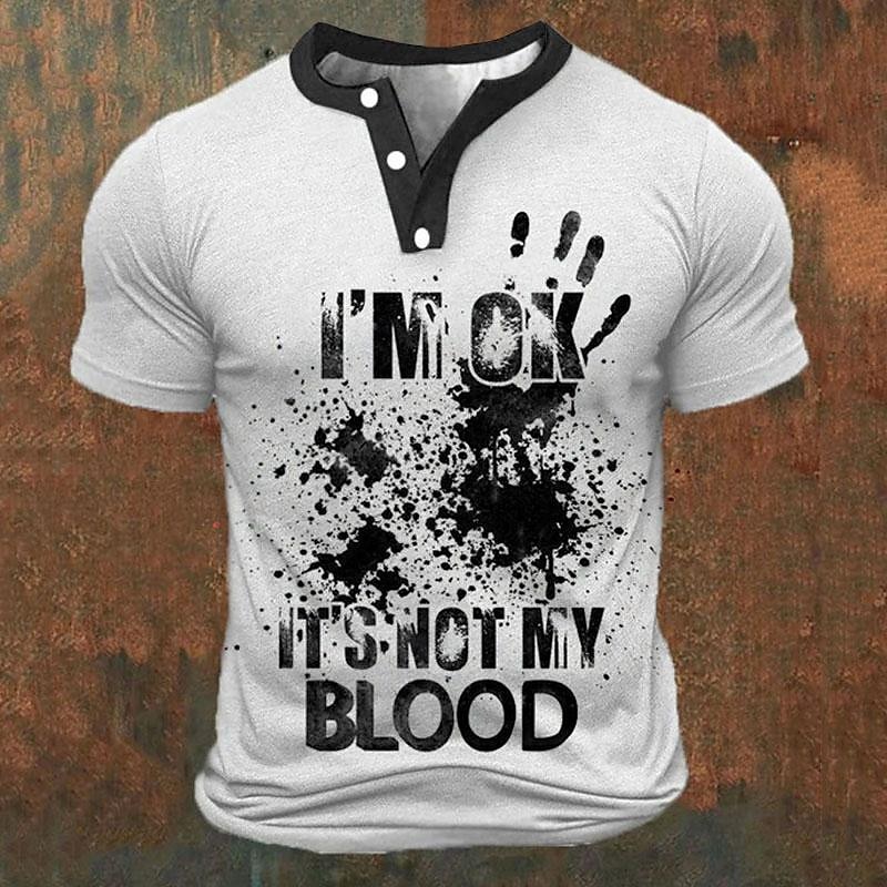Street Fashion Style - Funny 3D Letter Print Men's Henley
