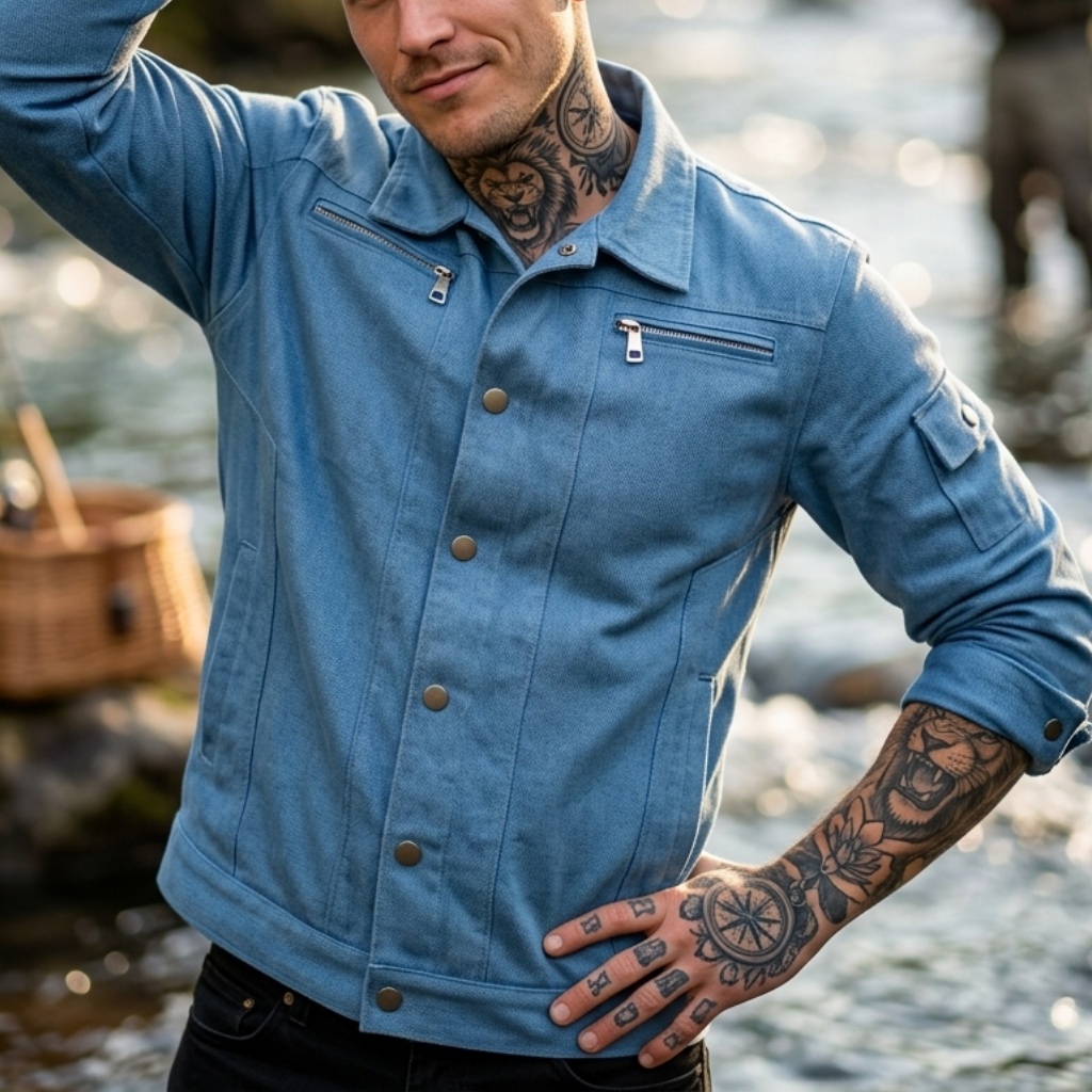 Biker Style Denim Jacket Men's - Street Fashion Jacket review and price