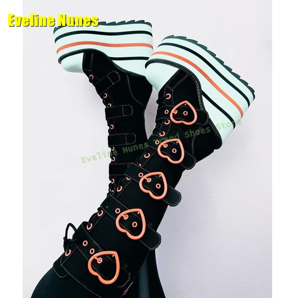 Heart Shaped Buckle Platform B - Street Fashion Y2K review and price