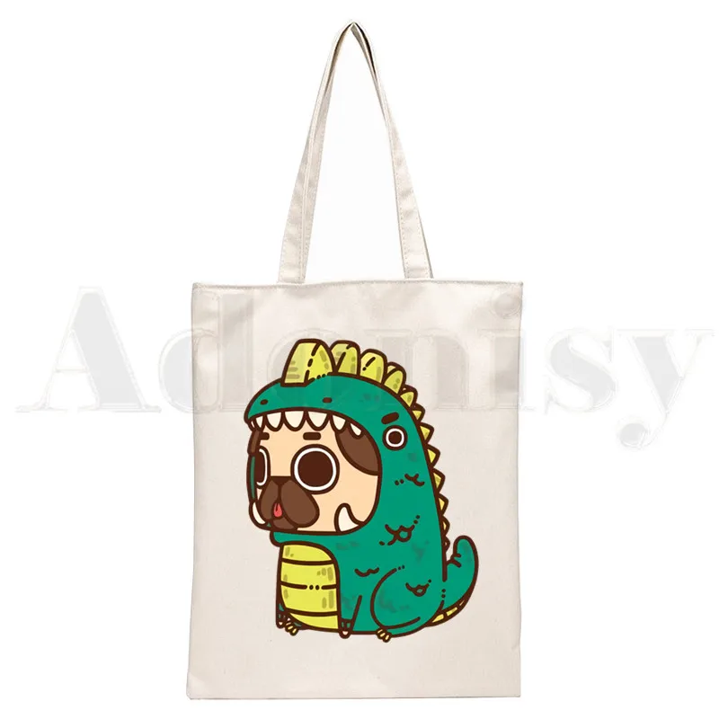 Dog Pet Pug Life Cartoon Print - Tote Bag Canvas Print review and price