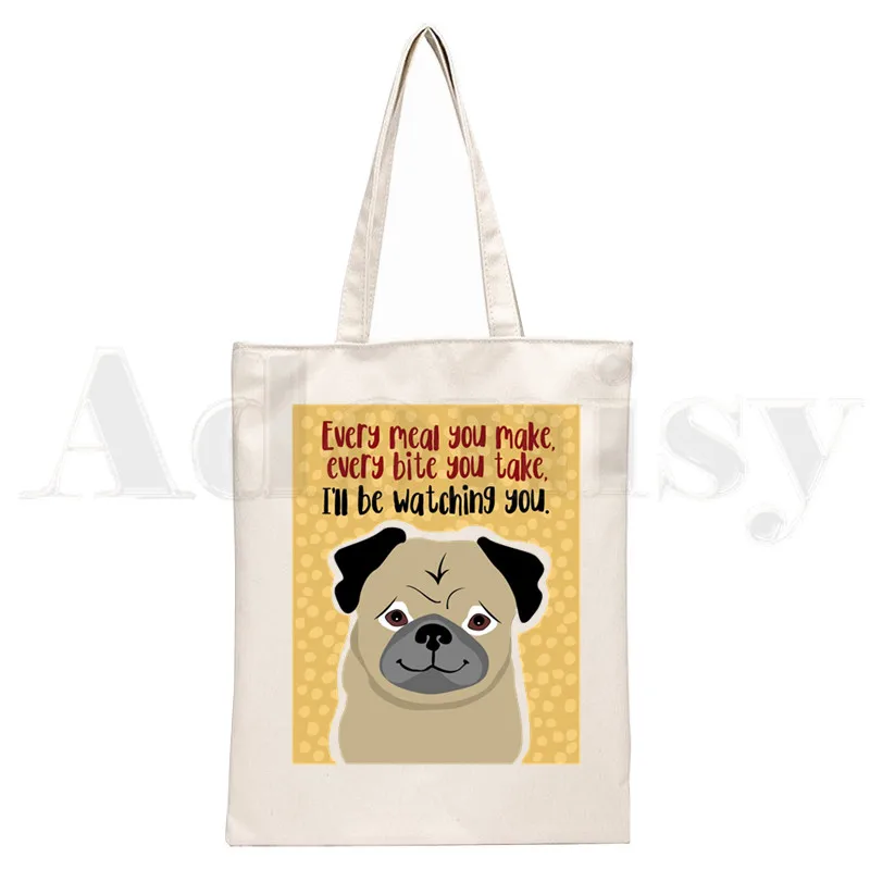 Dog Pet Pug Life Cartoon Print - Tote Bag Canvas Print review and price