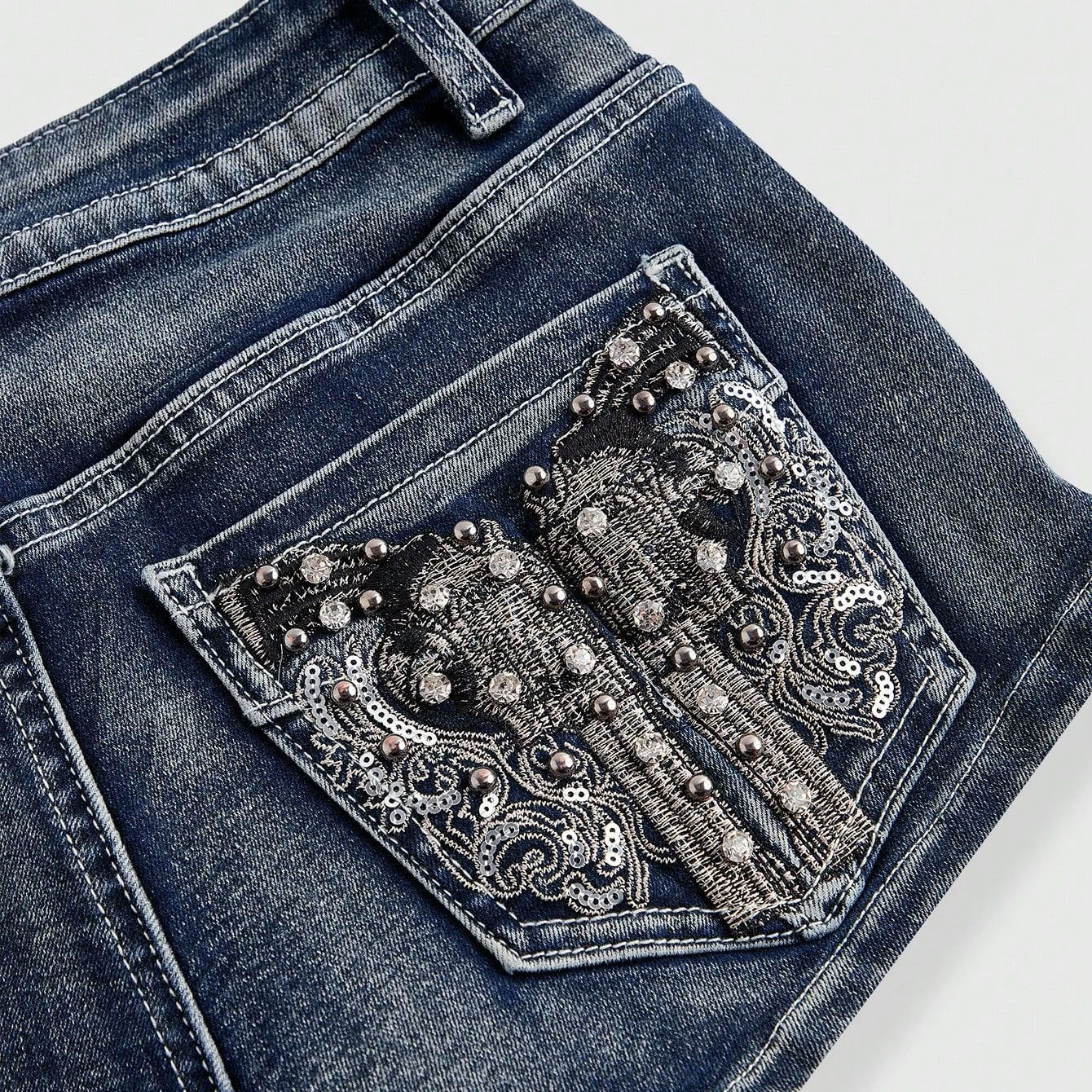 Summer Rhinestone Embroidered  - Street Fashion Denim review and price
