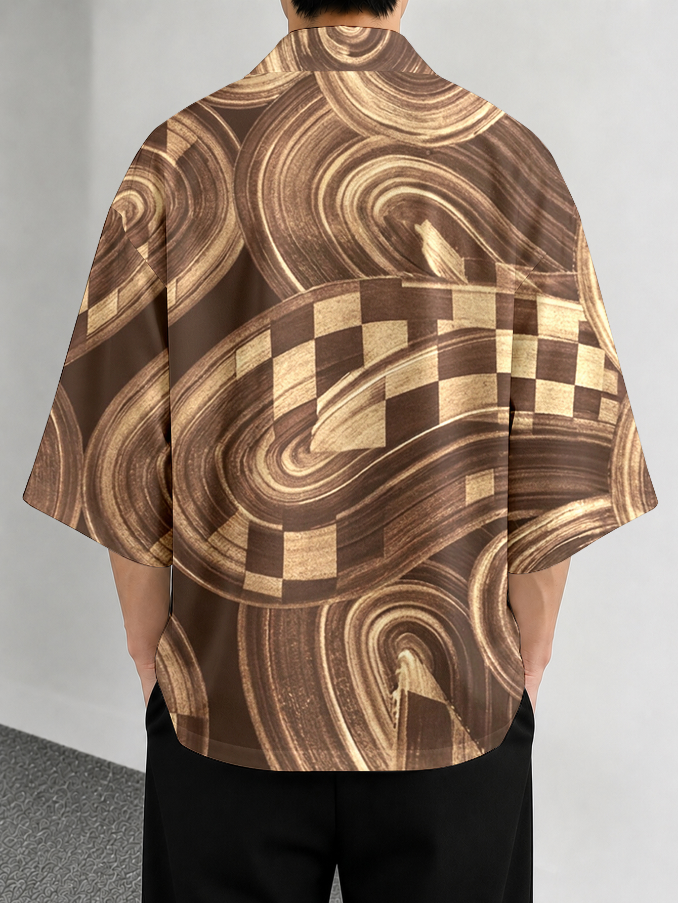 Men's casual top Brown Abstrac - Street Fashion Kimono review and price