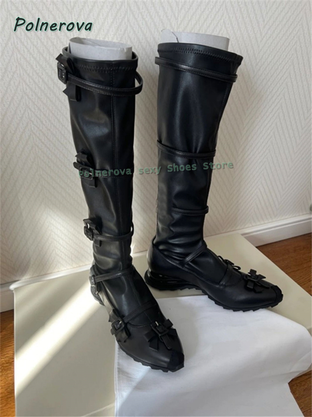 Black Bowknot Fashion Long Boo - Street Fashion Y2K review and price