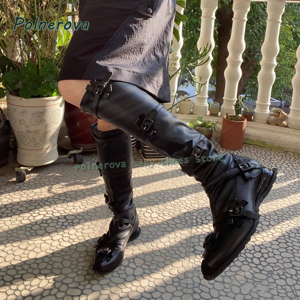 Black Bowknot Fashion Long Boo - Street Fashion Y2K review and price