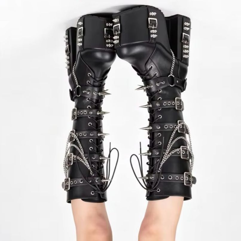 Punk-Style Platform Motorcycle - Street Fashion Y2K review and price