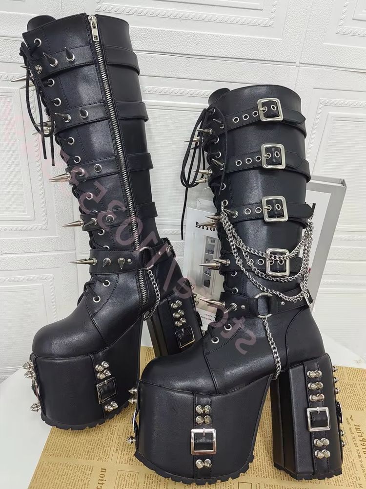 Punk-Style Platform Motorcycle - Street Fashion Y2K review and price