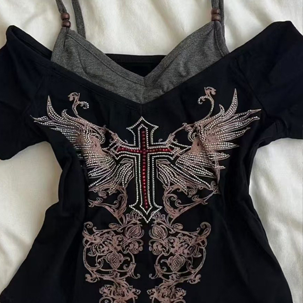 Y2K 90S Black Fake Two-Piece B - Street Fashion Y2K review and price