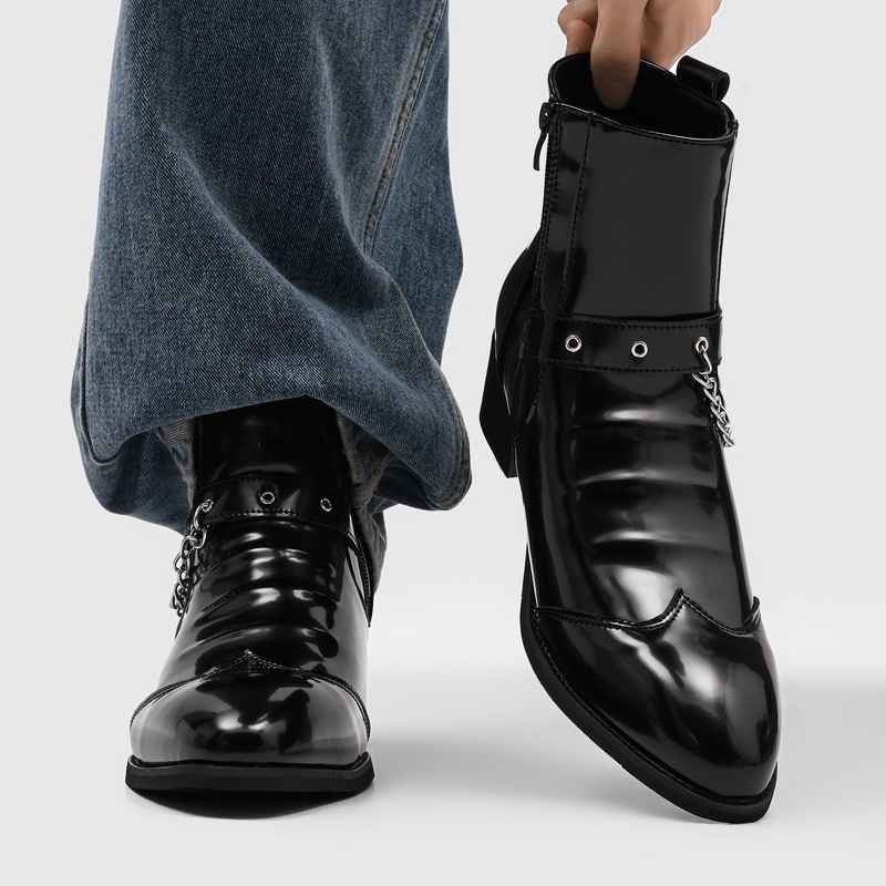 Popular Men Chain Chelsea Boot - Street Fashion High End review and price