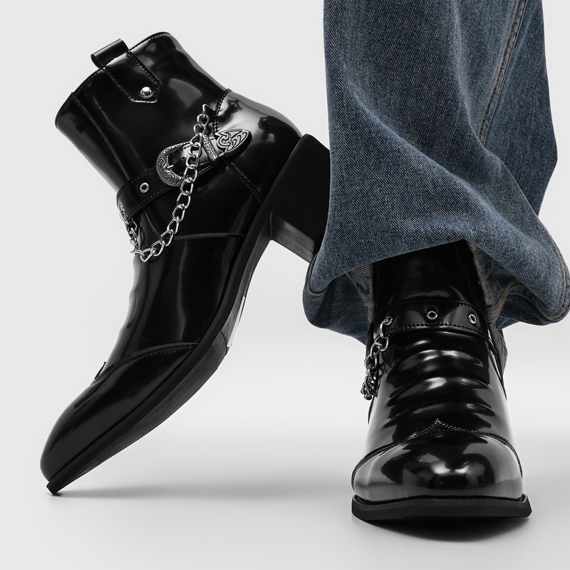 Popular Men Chain Chelsea Boot - Street Fashion High End review and price