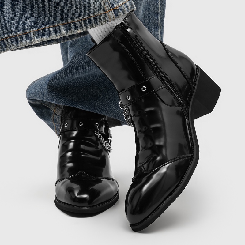 Popular Men Chain Chelsea Boot - Street Fashion High End review and price