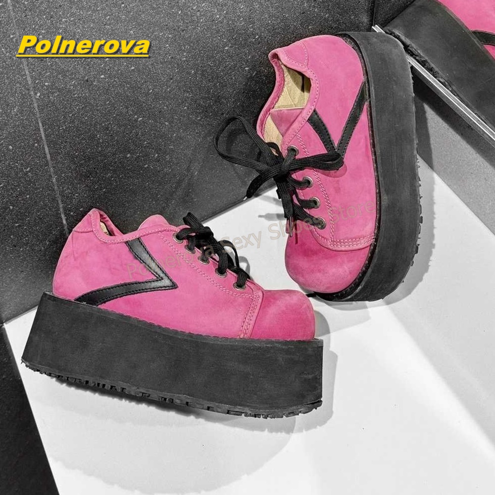Hot Pink Rainbow Laces Platfor - Street Fashion Y2K review and price