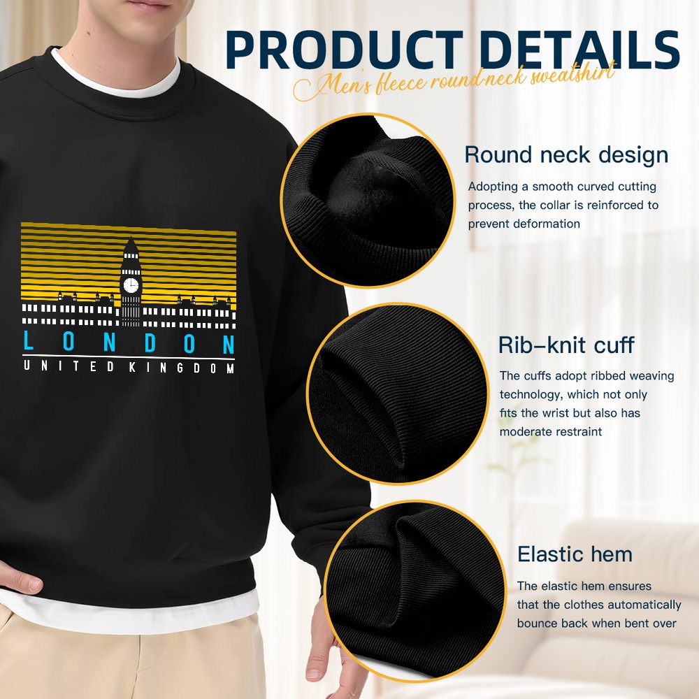 Men's Black Crew Neck Loose Sw - Street Fashion In London review and price