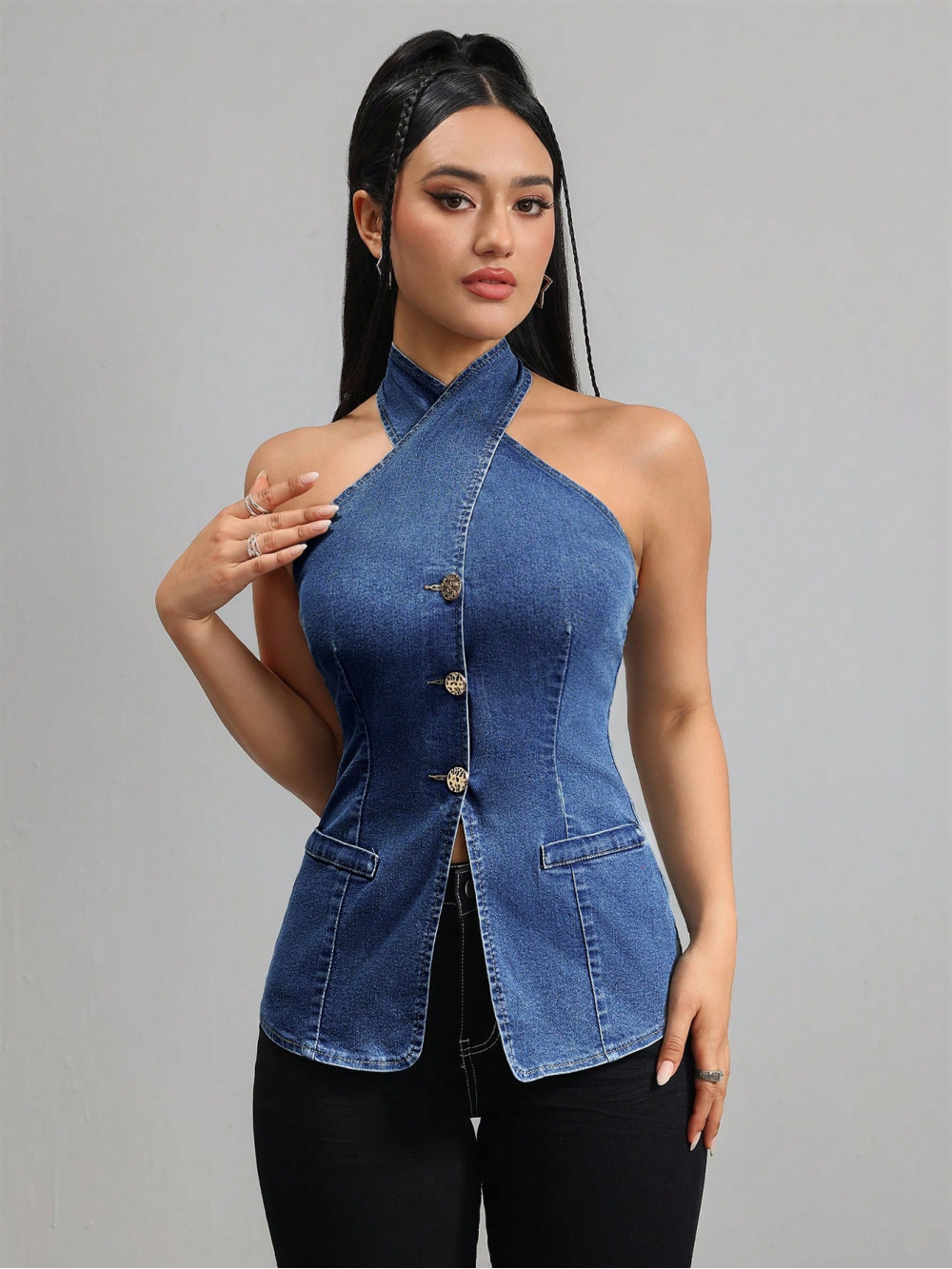 2026 new neck hanging sleevele - Street Fashion Denim review and price
