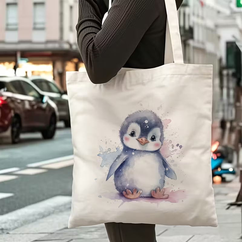Ink Sketch Polar Bear And Peng - Tote Bag Canvas Print review and price