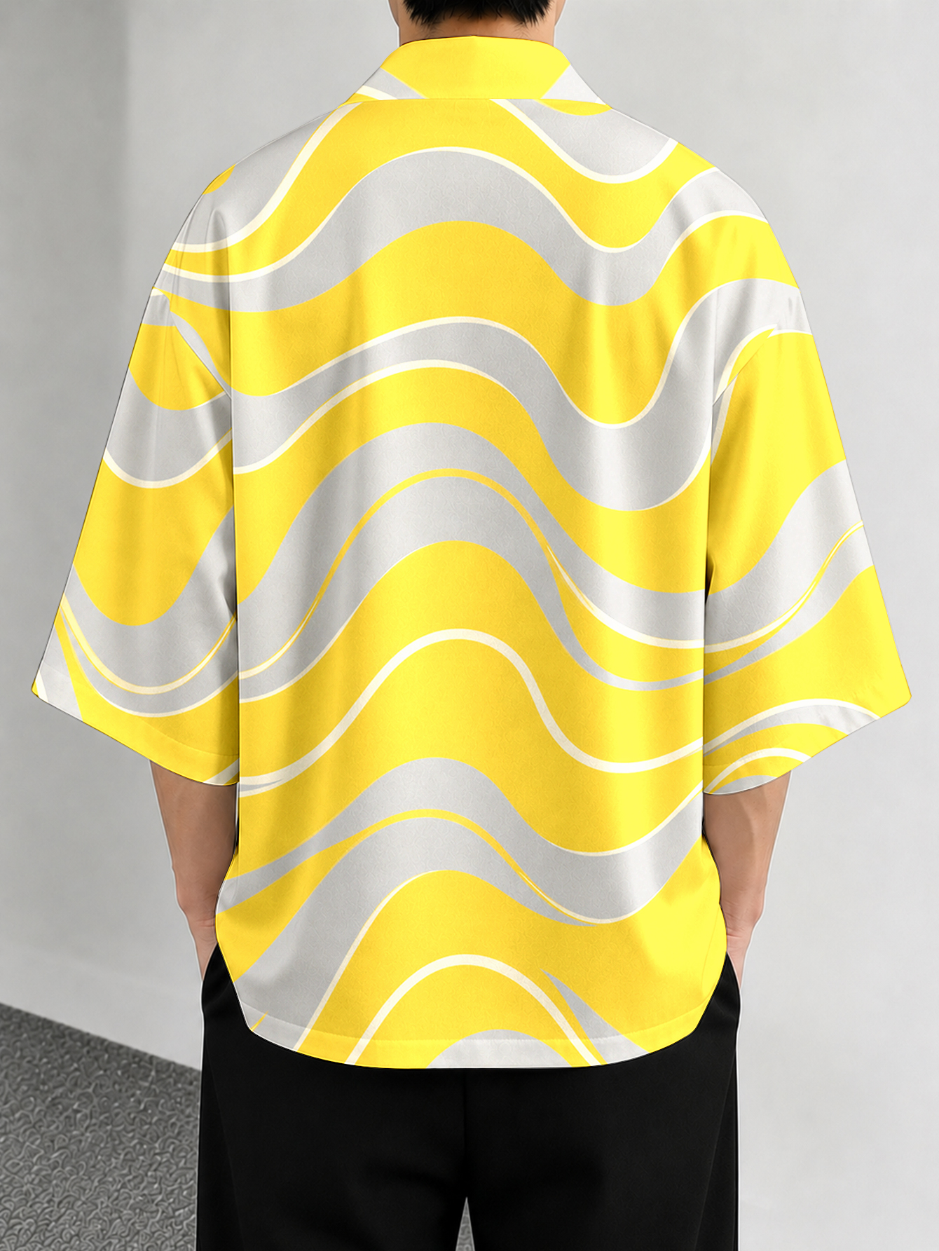 Men's casual top Wave Pattern  - Street Fashion Kimono review and price