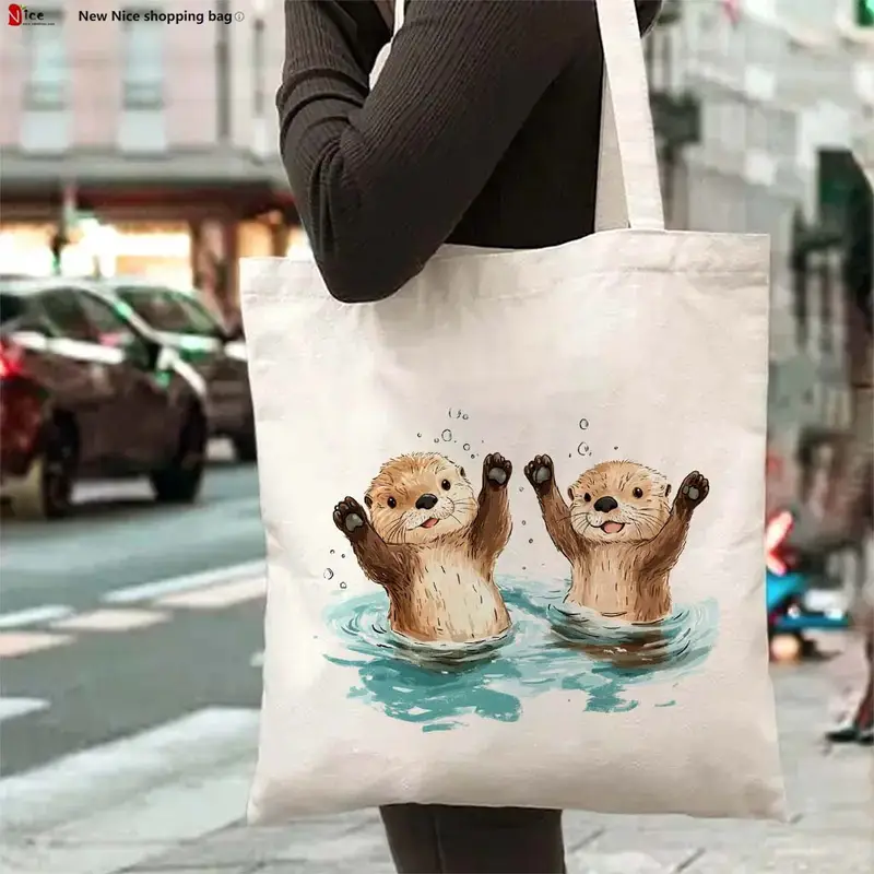 Sweet Otter Holding Heart Shel - Tote Bag Canvas Print review and price