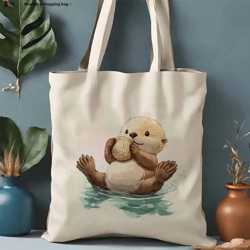 Sweet Otter Holding Heart Shel - Tote Bag Canvas Print review and price