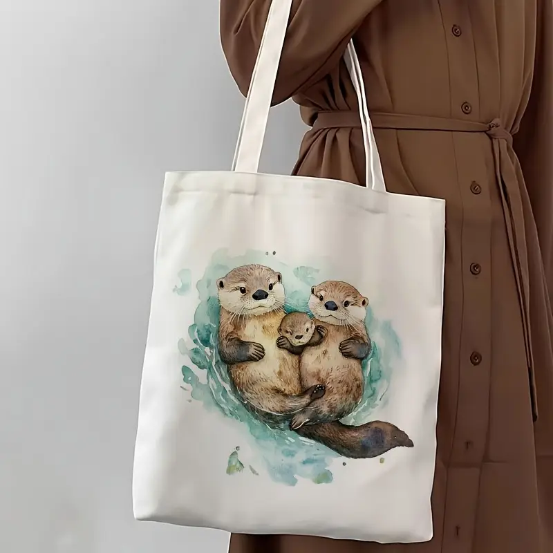 Sweet Otter Holding Heart Shel - Tote Bag Canvas Print review and price