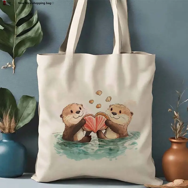 Sweet Otter Holding Heart Shel - Tote Bag Canvas Print review and price