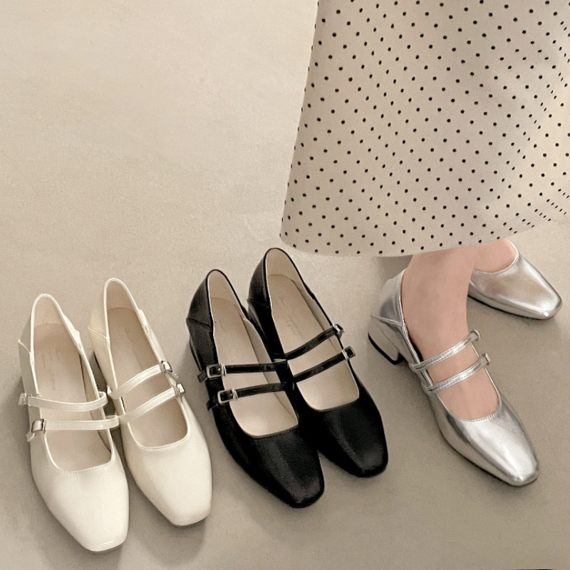 Square Toe Low Heel Women Silv - Street Fashion Style review and price
