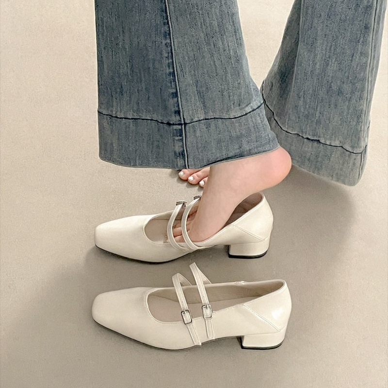 Square Toe Low Heel Women Silv - Street Fashion Style review and price
