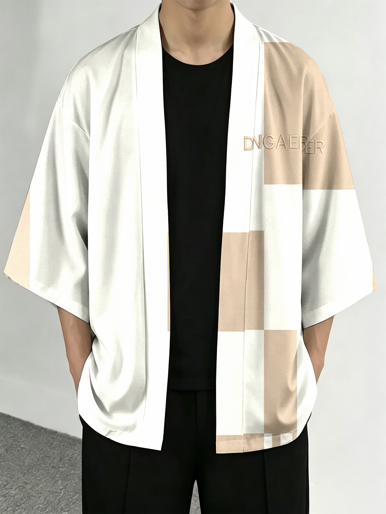Men's casual top  Beige Geomet - Street Fashion Kimono review and price