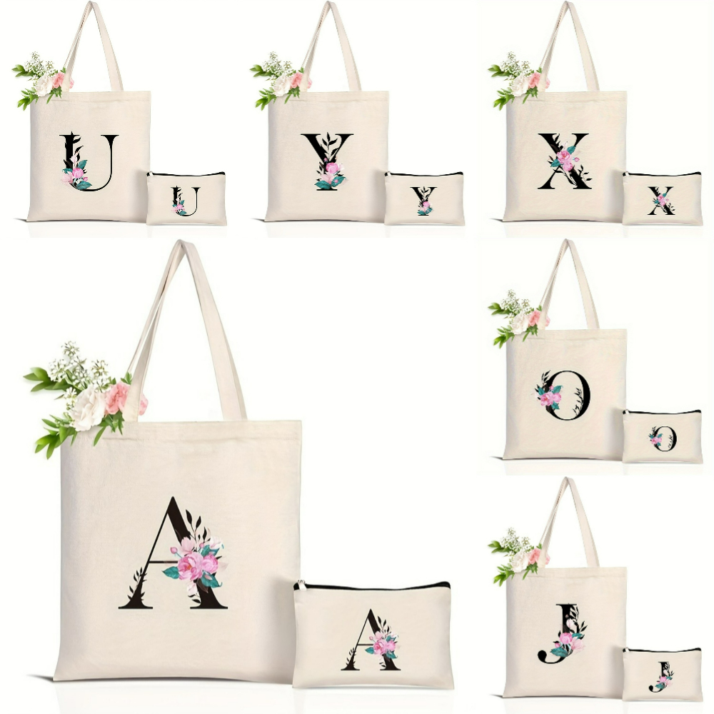 Elegant Floral Alphabet Tote B - Tote Bag Canvas Print review and price
