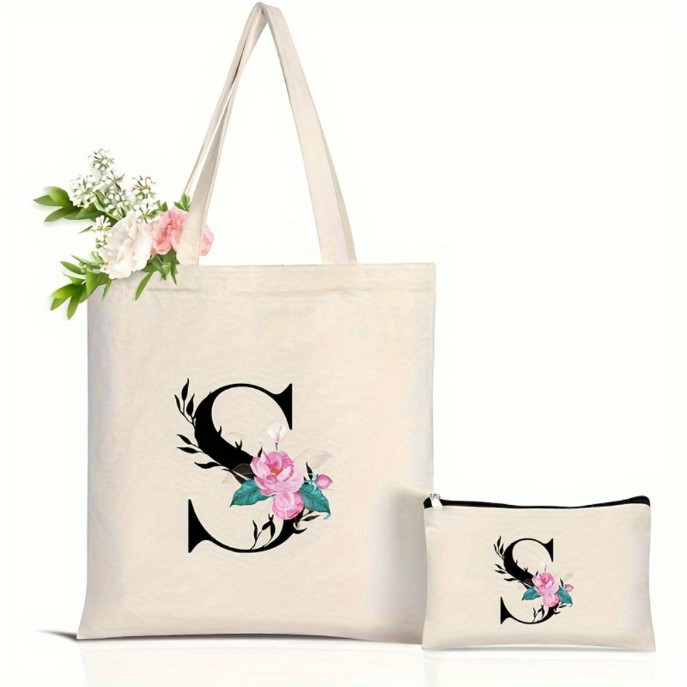 Elegant Floral Alphabet Tote B - Tote Bag Canvas Print review and price