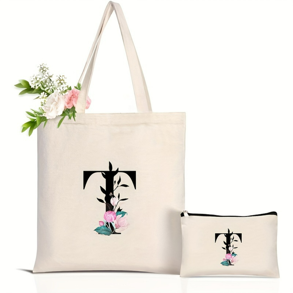 Elegant Floral Alphabet Tote B - Tote Bag Canvas Print review and price
