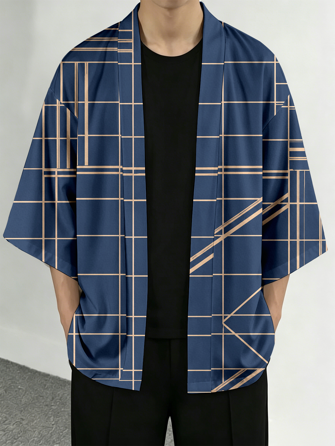 Men's casual top Geometric Gri - Street Fashion Kimono review and price