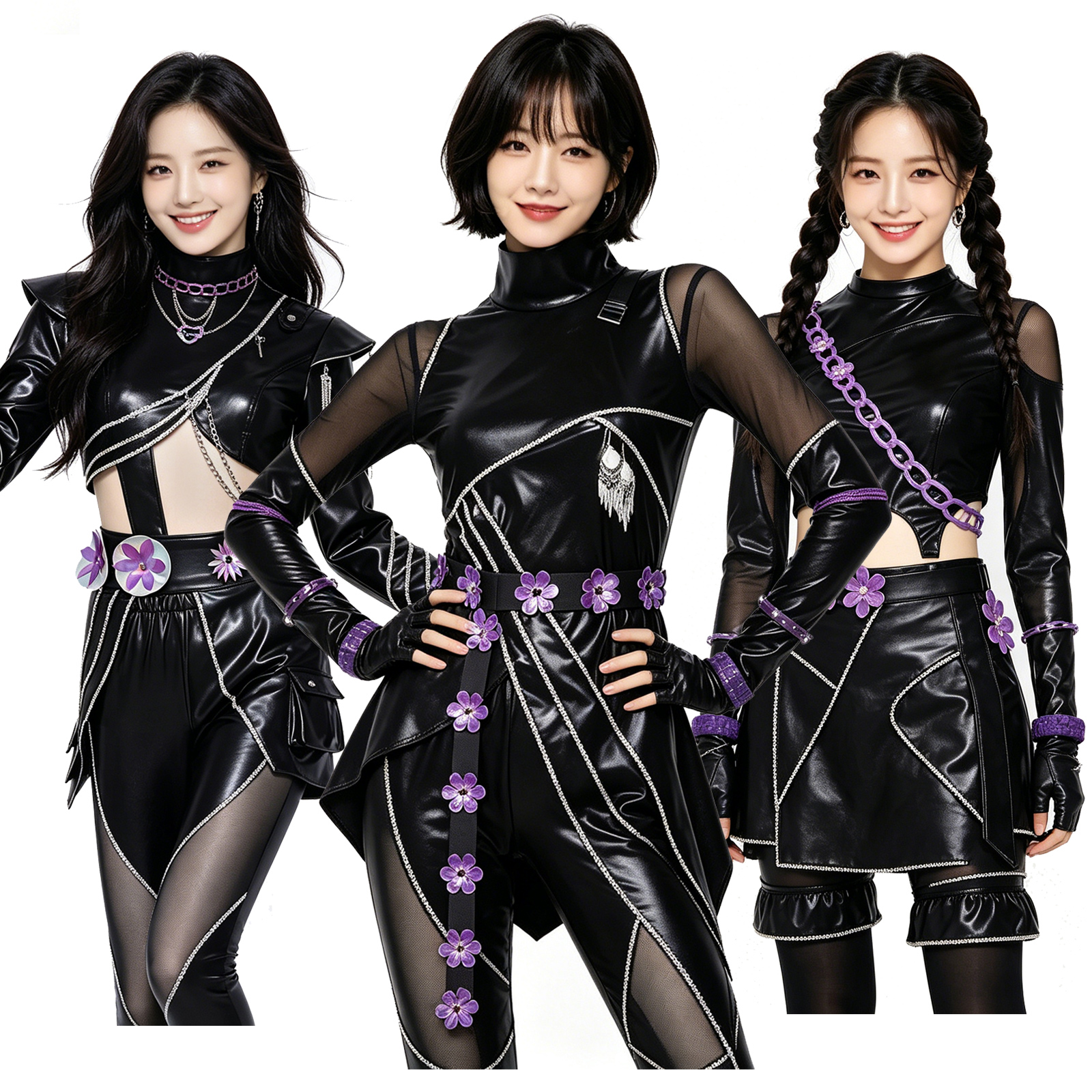 Kpop Outfits Women Black Purpl - Street Fashion Y2K review and price